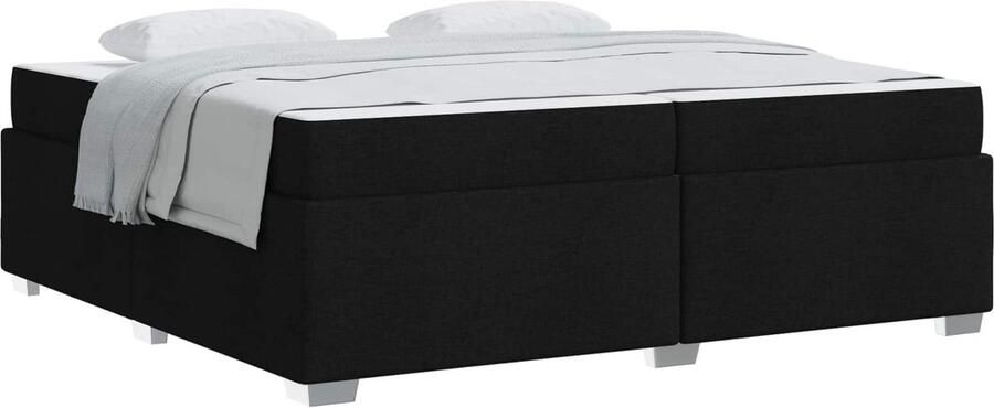 VidaXL Bedframe met matras Zwart 200 x 200 cm Stof - Foto 2