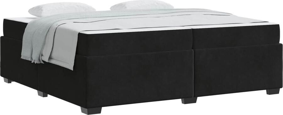 VidaXL Bedframe met matras Zwart 200 x 200 cm Fluweel - Foto 2