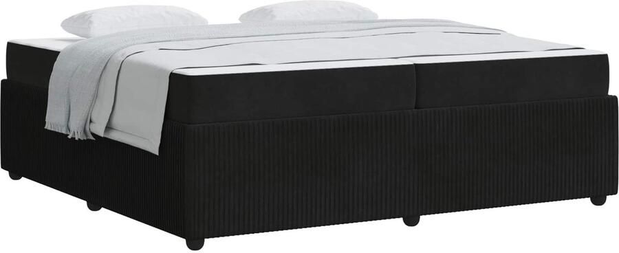 VidaXL Bedframe met matras met matras Zwart 200 x 200 cm Fluweel - Foto 2