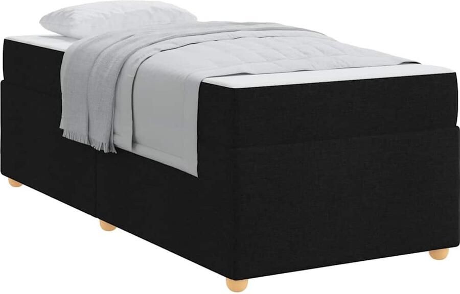 VidaXL Bedframe met matras met matras Zwart 90 x 200 cm Stof