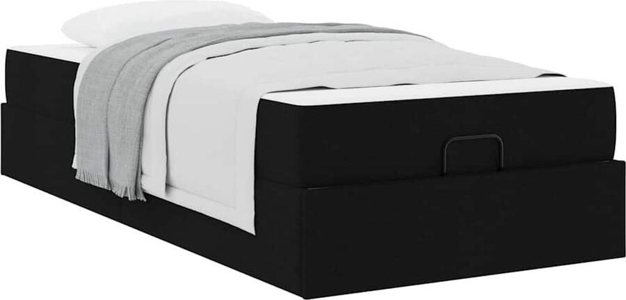 VidaXL Bedframe met matras Wit en Donkerbruin 80 x 200 cm Stof - Foto 2