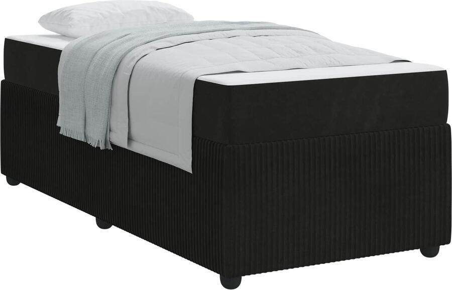 VidaXL Bedframe met matras met matras Zwart 90 x 200 cm Fluweel - Foto 2
