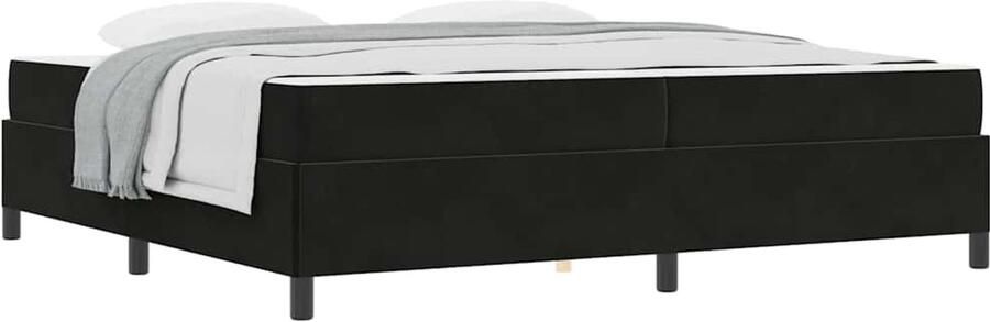 VidaXL Bedframe met matras Zwart en Wit en Zwart 200 x 200 cm Fluweel