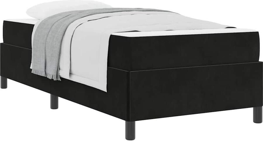 VidaXL Bedframe met matras Zwart en Wit en Zwart 100 x 200 cm Fluweel