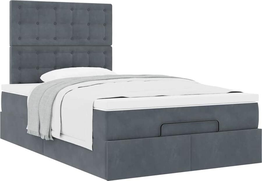 VidaXL Ottoman bed met matrassen 120x200cm fluweel donkergrijs - Foto 2
