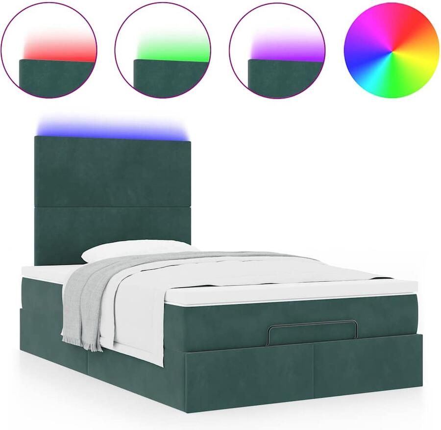 VidaXL Ottoman bed met matrassen en LED's 120x200cm fluweel - Foto 2