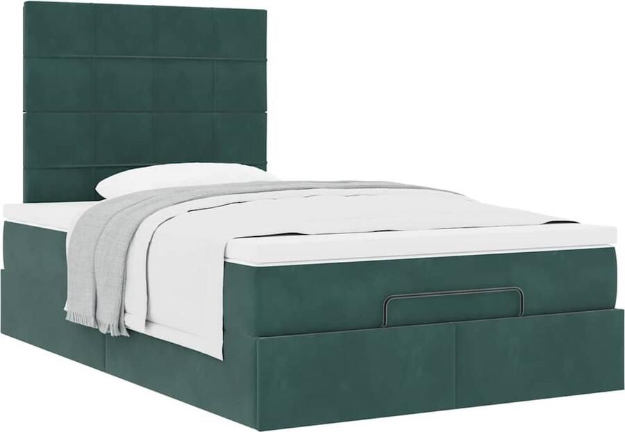 VidaXL Ottoman bed met matrassen 120x200cm fluweel donkergroen - Foto 2
