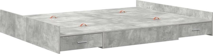 VidaXL Opbergbedframe met lade met hoofdeinde met opslag Betongrijs 160 x 200 cm
