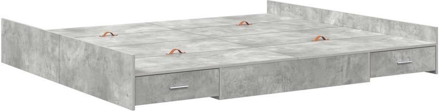 VidaXL Opbergbedframe met lade met hoofdeinde met opslag Betongrijs 200 x 200 cm