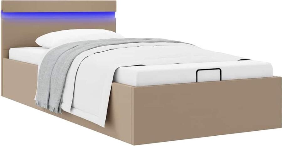 VidaXL Bedframe met opbergruimte en LED 90x200 cm Hydraulisch Bed Kunstleder Bed Led Bed Boxspring Tweepersoonsbed Hoofdbord Opbergbed Bedroom Furniture - Foto 2