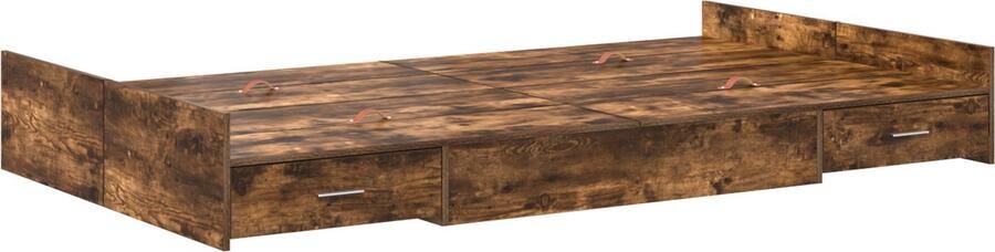 VidaXL Opbergbedframe met lade Gerookt eiken 120 x 200 cm Bewerkt hout