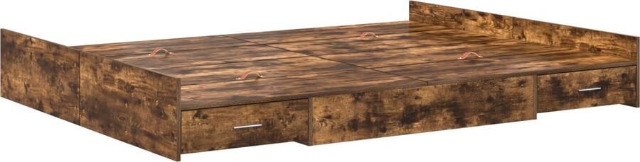 VidaXL Opbergbedframe met lade met hoofdeinde met opslag Gerookt eiken 160 x 200 cm