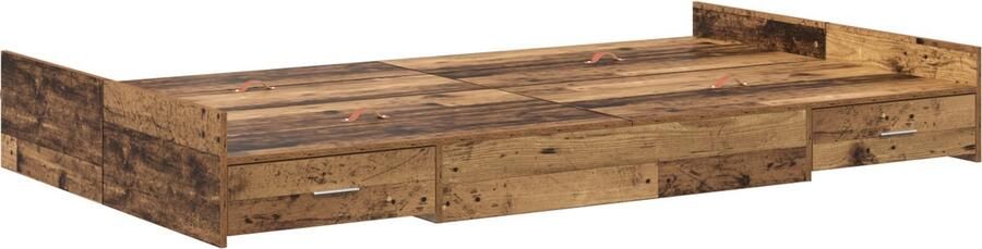 VidaXL Opbergbedframe met lade met hoofdeinde met opslag Oud hout 120 x 200 cm Hout