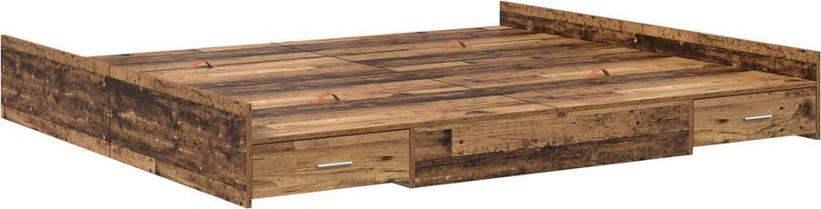 VidaXL Opbergbedframe met lade met hoofdeinde met opslag Oud hout 180 x 200 cm