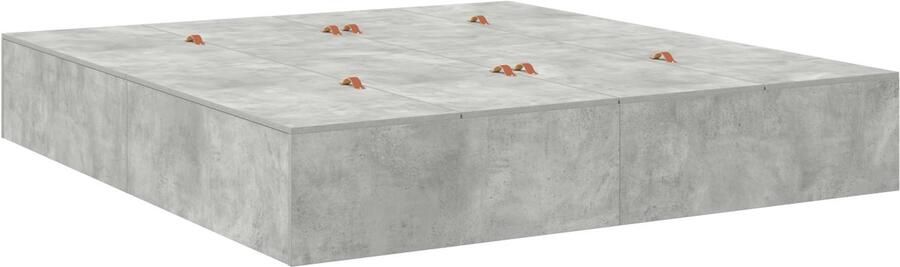 VidaXL Bedframe met opslag Betongrijs 200 x 200 x 31 5 cm Bewerkt hout