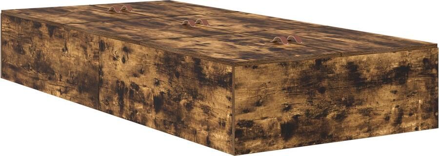 VidaXL Bedframe met opslag Gerookt eiken 100 x 200 cm Bewerkt hout