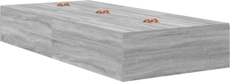 VidaXL Bedframe met opslag Grijs sonoma 90 x 200 cm Bewerkt hout