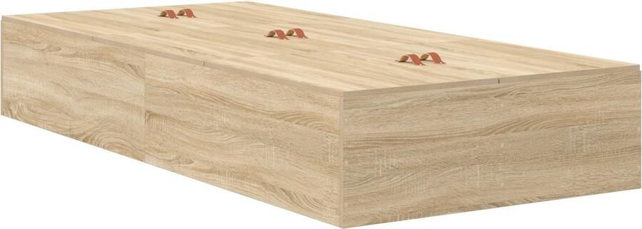 VidaXL Bedframe met opslag Sonoma eiken 90 x 200 cm Bewerkt hout