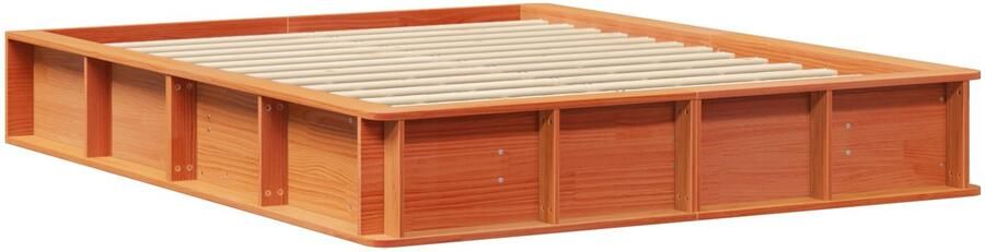 VidaXL Bedframe met opklapbare opbergruimte in wax bruin 160 x 200 cm massief grenen