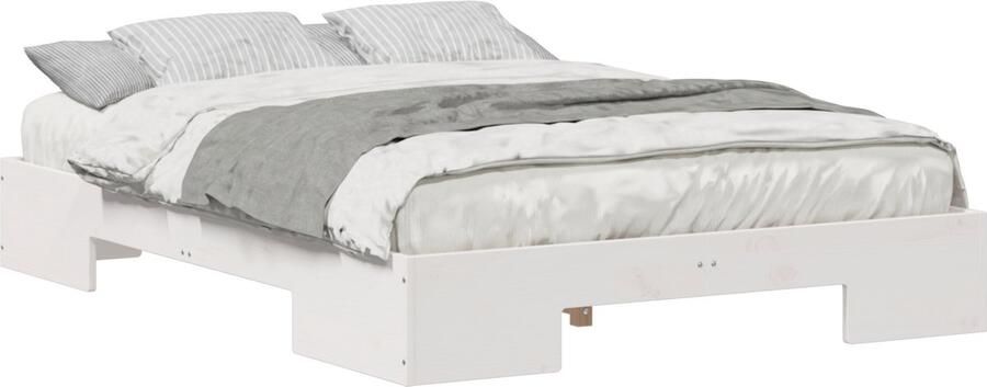 VidaXL Bedframe met opslag Wit 120 x 190 cm Massief grenenhout