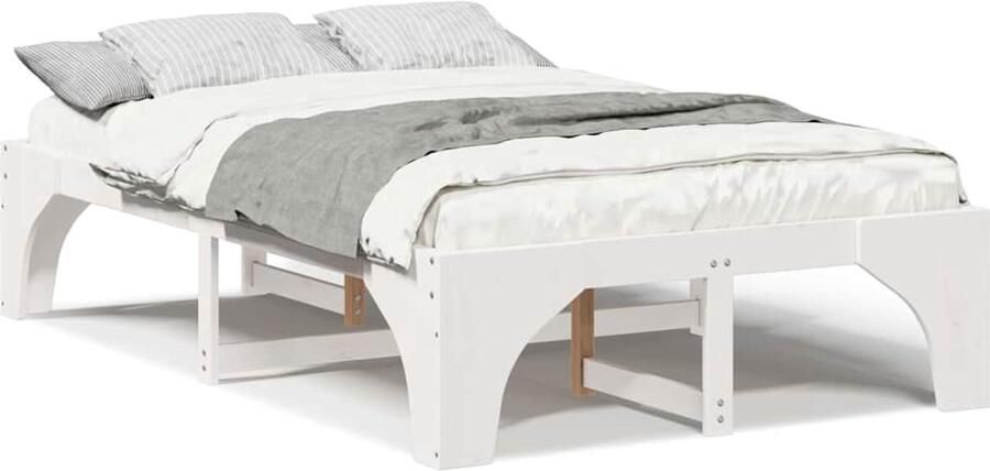 VidaXL Bedframe met opslag Wit 120 x 200 cm Massief grenenhout