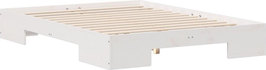 VidaXL Bedframe met opslag Wit 140 x 190 cm Massief grenenhout