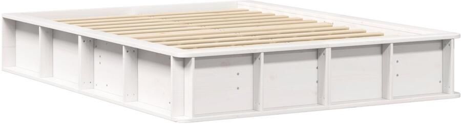 VidaXL Bedframe met opslag Wit 140 x 190 cm Massief grenenhout