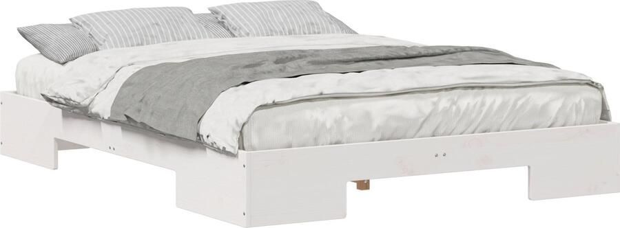 VidaXL Bedframe met opslag Wit 140 x 200 cm Massief grenenhout