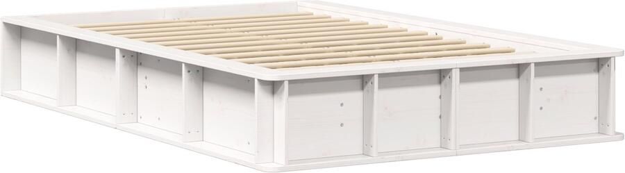VidaXL Bedframe met opslag Wit 210 x 158 x 30 cm Massief grenenhout