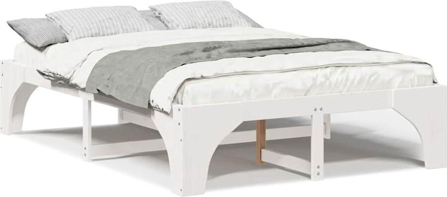 VidaXL Bedframe met opslag Wit 160 x 200 cm Massief grenenhout