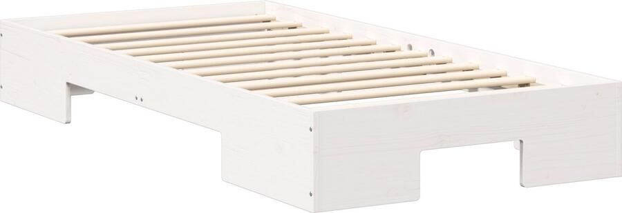 VidaXL Bedframe met opslag Wit 90 x 190 cm Massief grenenhout