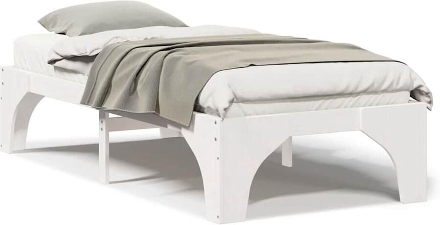 VidaXL Bedframe met opslag Wit 90 x 200 cm Massief grenenhout