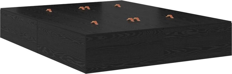 VidaXL Bedframe met opslag Zwart eiken 150 x 200 cm Bewerkt hout