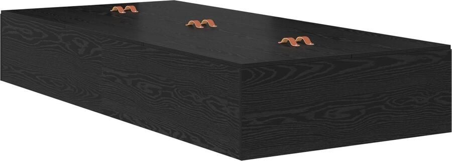 VidaXL Bedframe met opslag Zwart eiken 190 x 75 x 31 5 cm Bewerkt hout