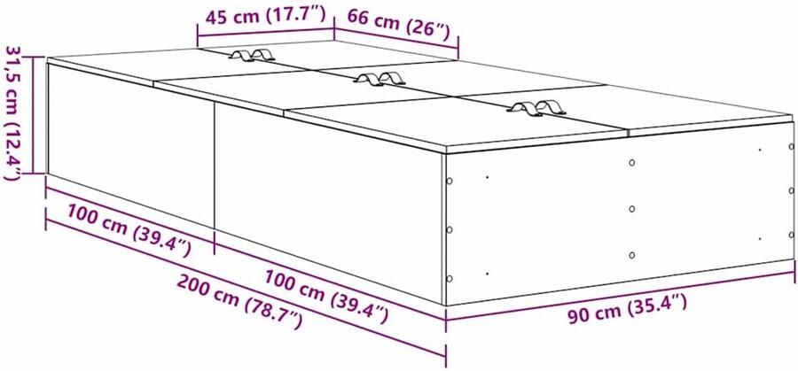 VidaXL Bedframe met opslag Zwart eiken 90 x 200 cm Bewerkt hout - Foto 3