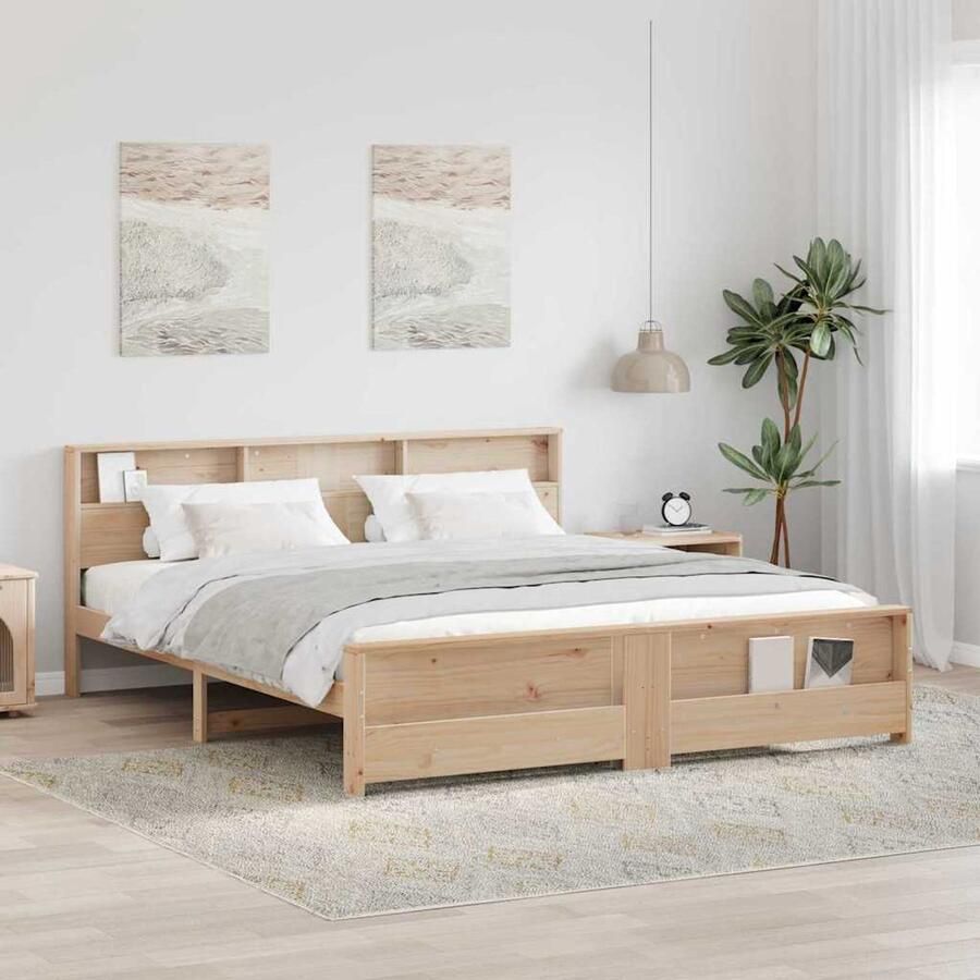 VidaXL Bedframe met hoofdeinde Bruin 200 x 200 cm Massief grenenhout - Foto 2