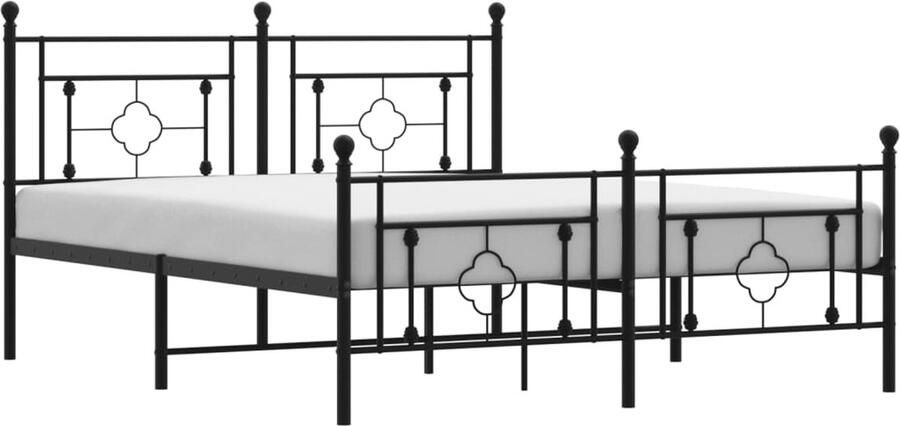 VidaXL Bedframe met voetbord zonder matras metaal zwart 160x200 cm