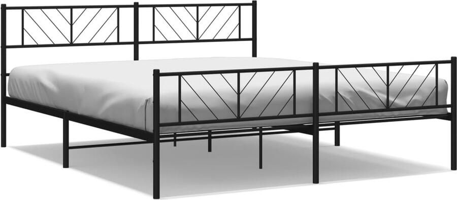 VidaXL Bedframe met voetbord zonder matras metaal zwart 180x200 cm - Foto 2