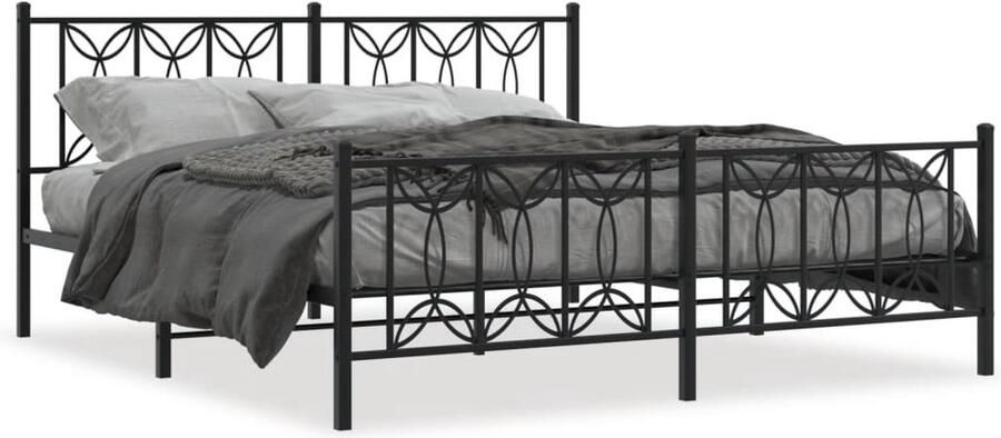VidaXL Bedframe met voetbord zonder matras metaal zwart 180x200 cm