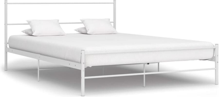 VidaXL Bedframe Metaal 120x200 cm Wit Metalen Bed Tweepersoonsbed Bedframe Witte Bed Stapelbaar Bed Slaapkamer Meubilair Slaapcomfort Robuuste Bed - Foto 2