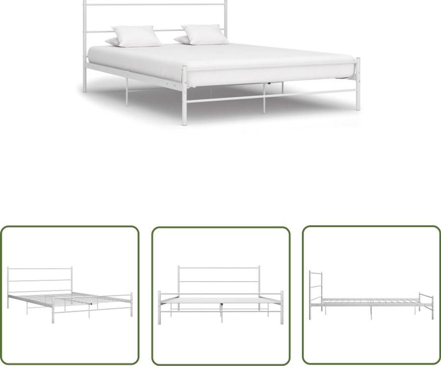 VidaXL Bedframe Metaal 120x200 cm Wit Metalen Bed Tweepersoonsbed Bedframe Witte Bed Stapelbaar Bed Slaapkamer Meubilair Slaapcomfort Robuuste Bed