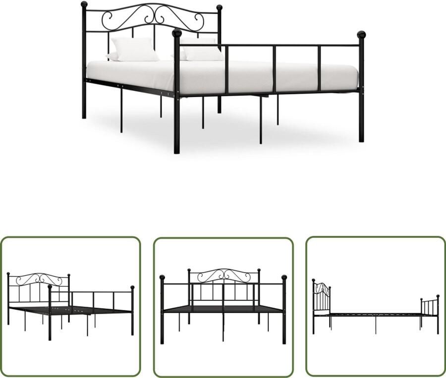 VidaXL Bedframe Metaal 120x200 cm Zwart Metalen Bed Frame Klassieke Bed Tweepersoonsbed Zwarte Bed Slaapcomfort Houten Bedframe Boxspring Bed Hoofdbord Bedbank