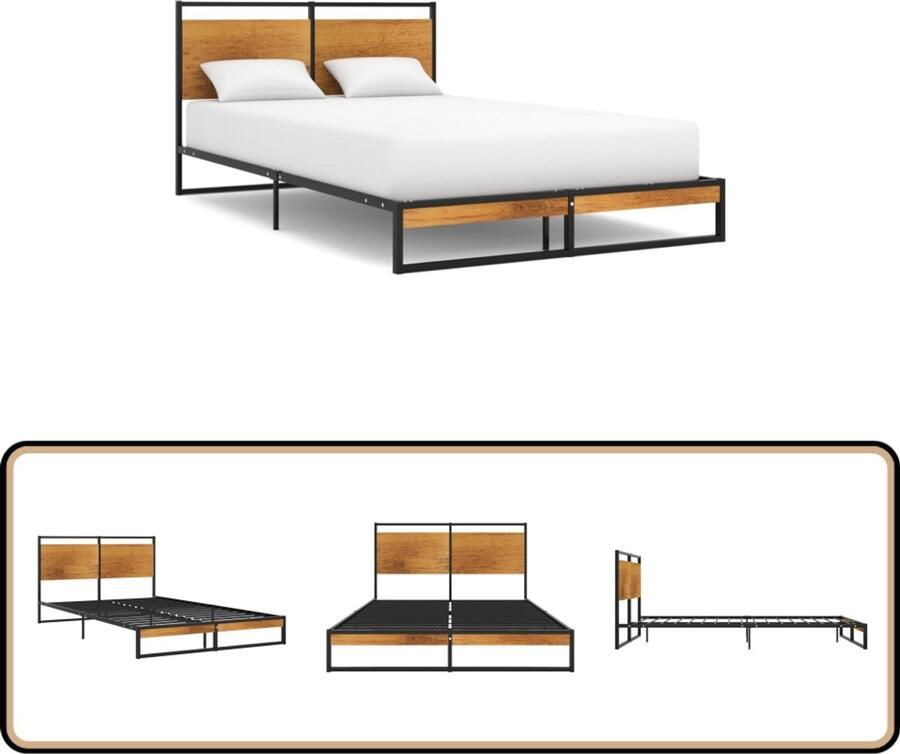 VidaXL Bedframe Metaal 120x200 cm Zwart Metalen Bed Frame Slaapcomfort Tweepersoons Bed Boxspring Bed Zwarte Bedbank Design Bed Modern Bed Budget Bed Eenvoudig Te Monteren Stabiel Bed Robuust Bed Slaap Kamer Meubels