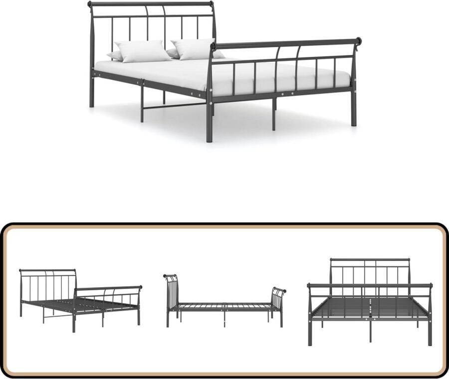 VidaXL Bedframe Metaal 120x200 cm Zwart Metalen Bed Frame Zwarte Bedpost Tweepersoons Bed Boxspring Bed Slaapcomfort