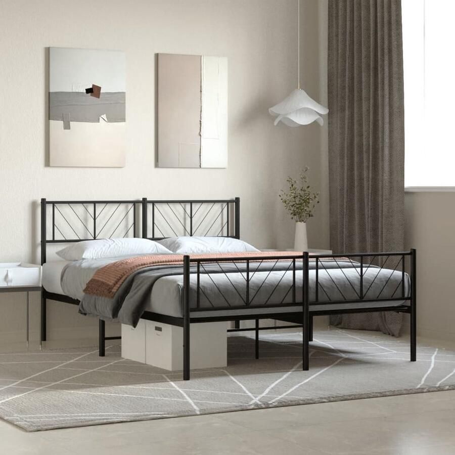 VidaXL Bedframe Metaal 140x190 cm Zwart Robuust Bed Frame Klassiek Bed Metalen Bed Zwarte Bed Slaapcomfort Boxspring Alternatief Bedstede - Foto 2