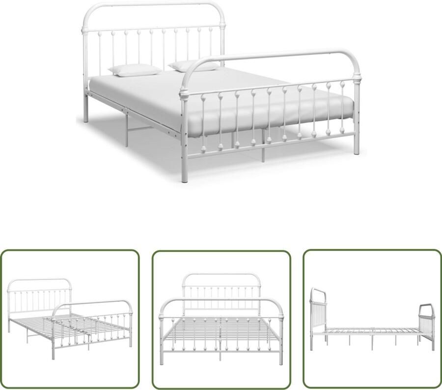 VidaXL Bedframe Metaal 140x200 cm Wit Metalen Bed Frame Tweepersoons Bed Wit Bed Kopen Slaapcomfort Slaapkamer Meubels