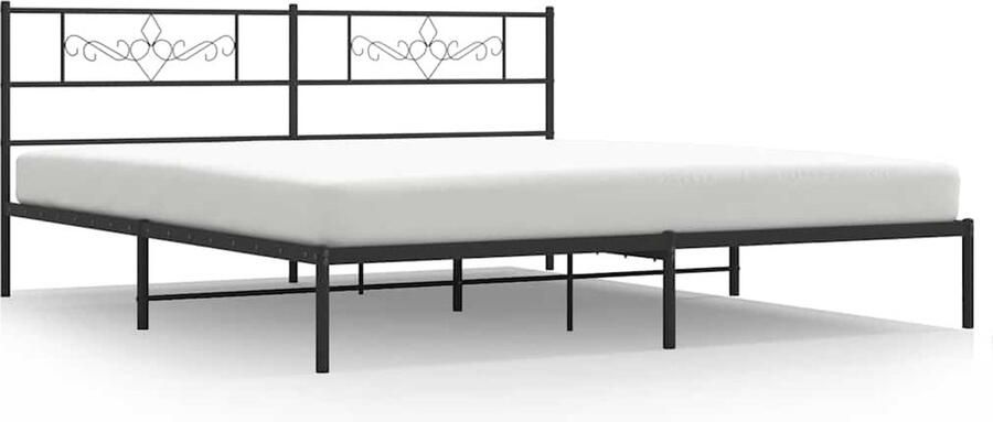 VidaXL Bedframe Metaal 193x203 cm Zwart Klassieke Bed Frame Metalen Bedframe Tweepersoons Bed Zwarte Bedframe Bed Met Hoofdbord Boxspring Bed Slaapcomfort - Foto 2