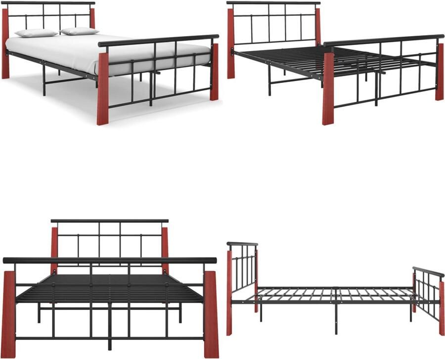 VidaXL Bedframe metaal en massief eikenhout 120x200 cm Bedframe Bed Frame Bed Frames