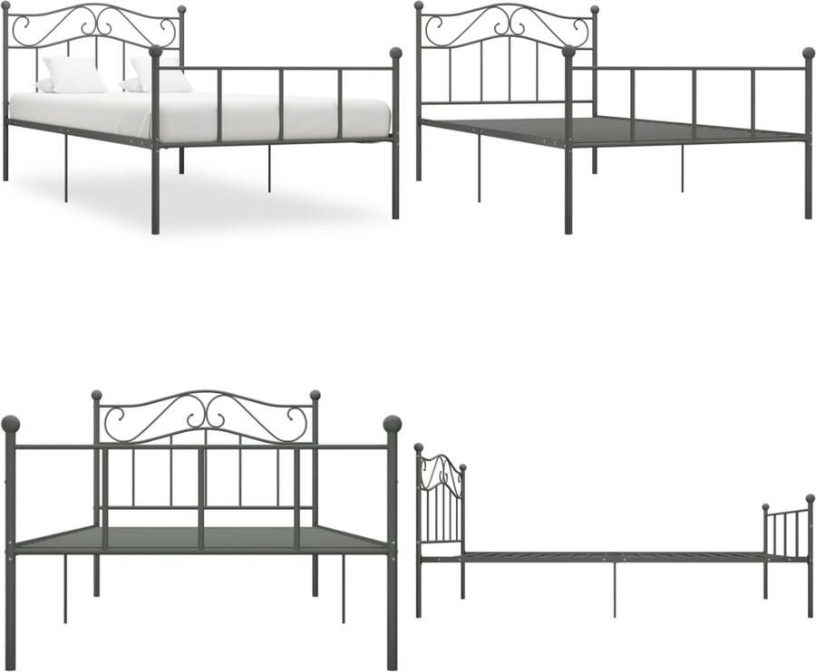 VidaXL Bedframe metaal grijs 100x200 cm Bedframe Bedframes Eenpersoonsbed Eenpersoonsbedden