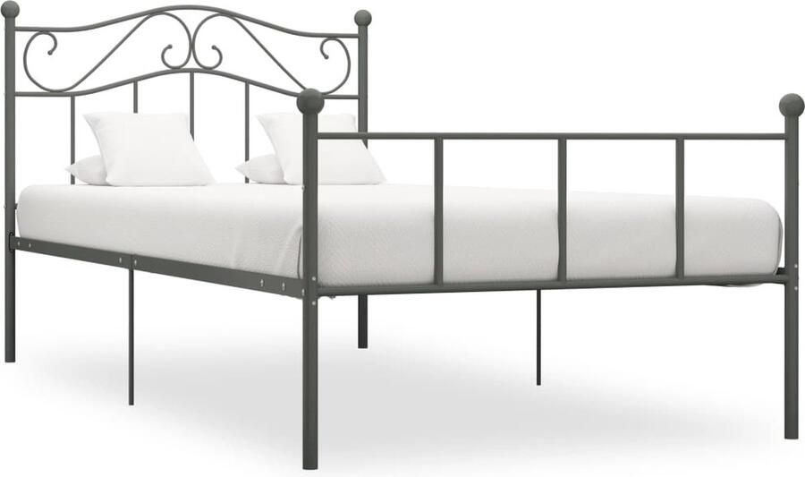 VidaXL Bedframe Metaal Grijs 100x200 cm Metalen Bed Frame Tweepersoons Bed Grijze Bed Slaapkamer Meubels Boxspring Frame Bedbodems Design Bed Modern Bed Luxe Bed - Foto 2